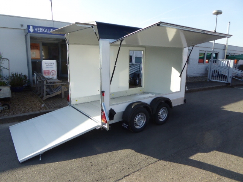 Debon C 500 Kofferanhänger – Verkaufsklappe, Seitentür, Pullmann 2, 100 km/h, Nutzlast ca. 1400 kg